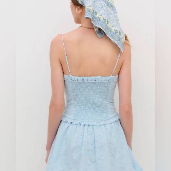 Love & Lemons Marlowe Blue Eyelet Mini Dress Size Large NWOT - Picture 3 of 8